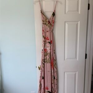 Brand New Lulus Pink Silk Maxi Dress